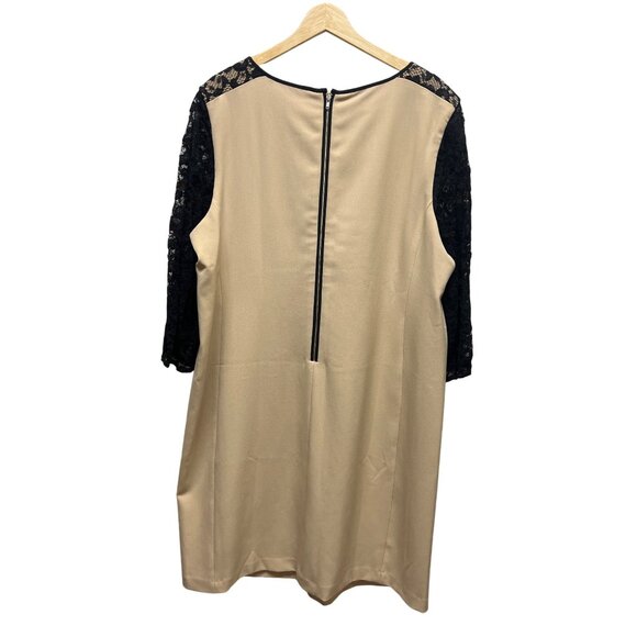 Chico's Neutral Sheath Dress with Black Lace Sleeves - Picture 6 of 7